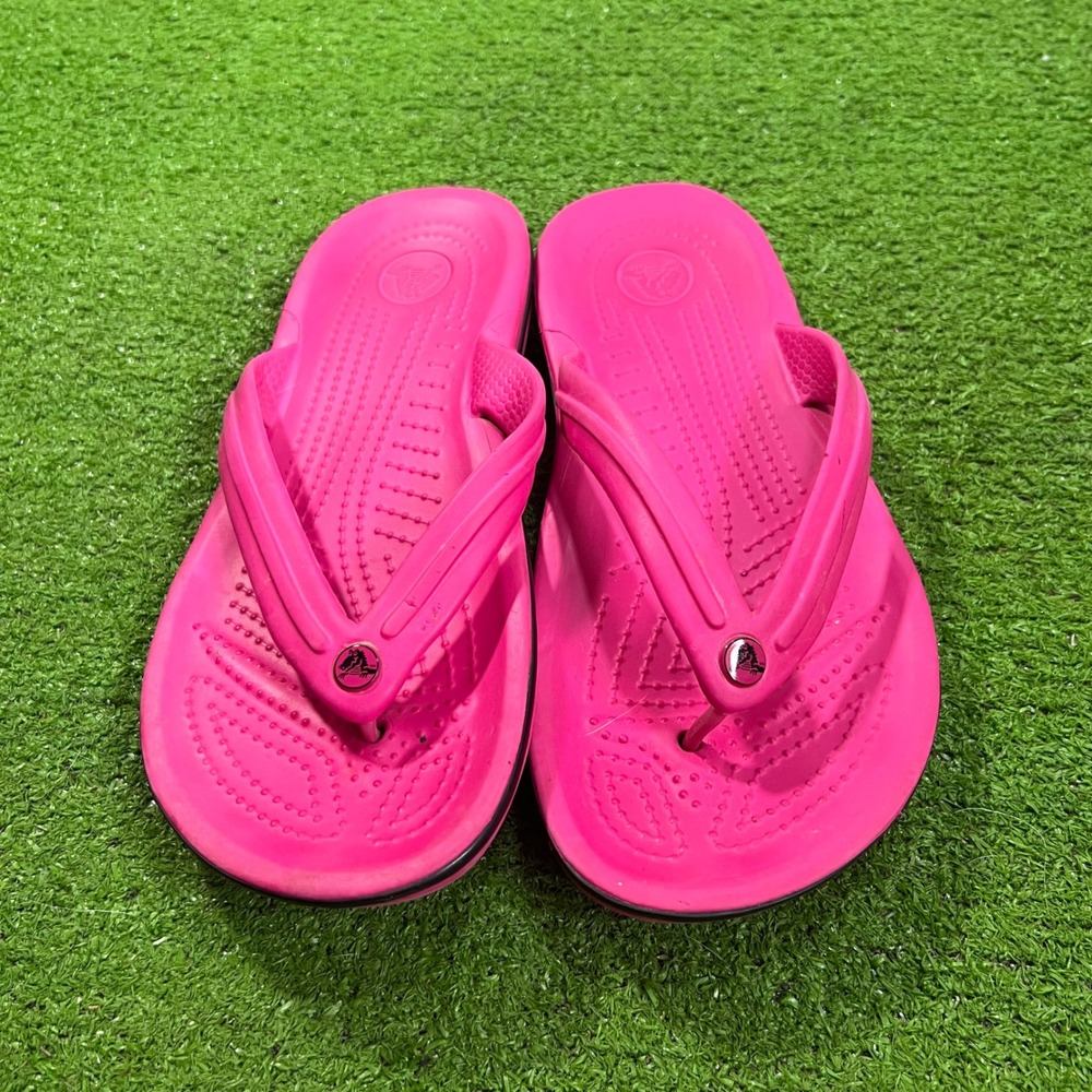 Crocs Crocband Flip Flops Pink Sporty Thong Sandals Womens 7 Mens 5